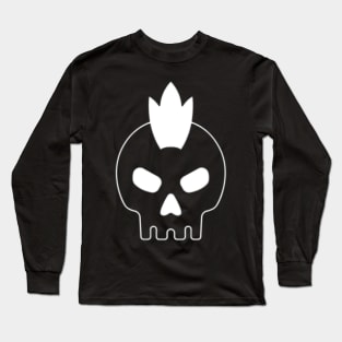 Queen skull, in white, with a crown on a black background. Long Sleeve T-Shirt